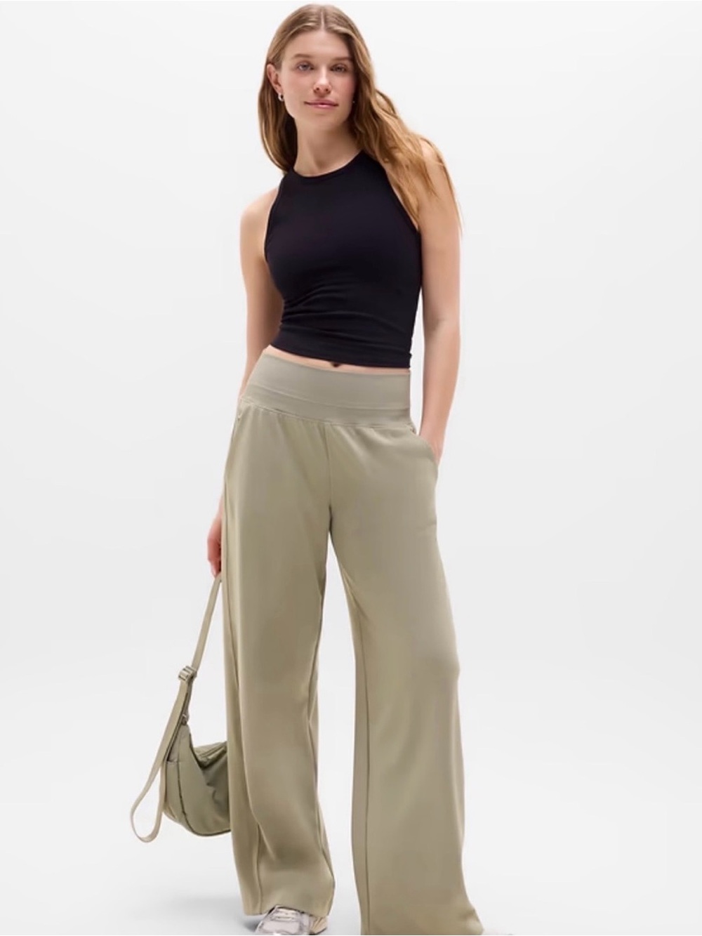 Athleta Venice Wide-Leg High-Rise Pants in Olive